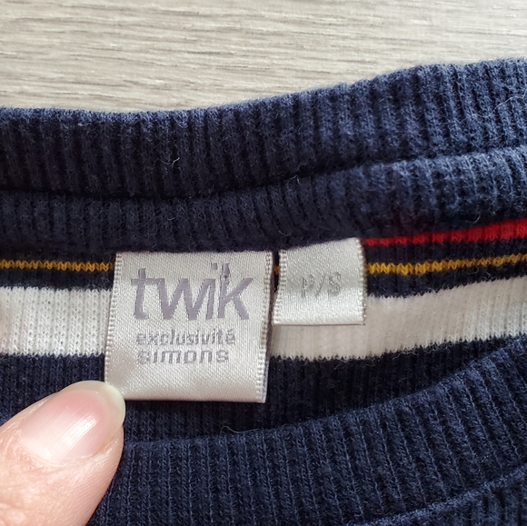 TWIK ribbed striped Tee Size Small - Picture 2 of 3